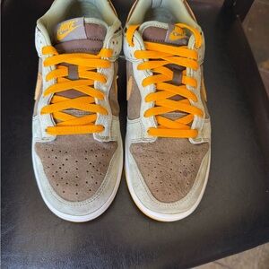 Nike Men’s Brown and Yellow Suede Low-Top Sneakers